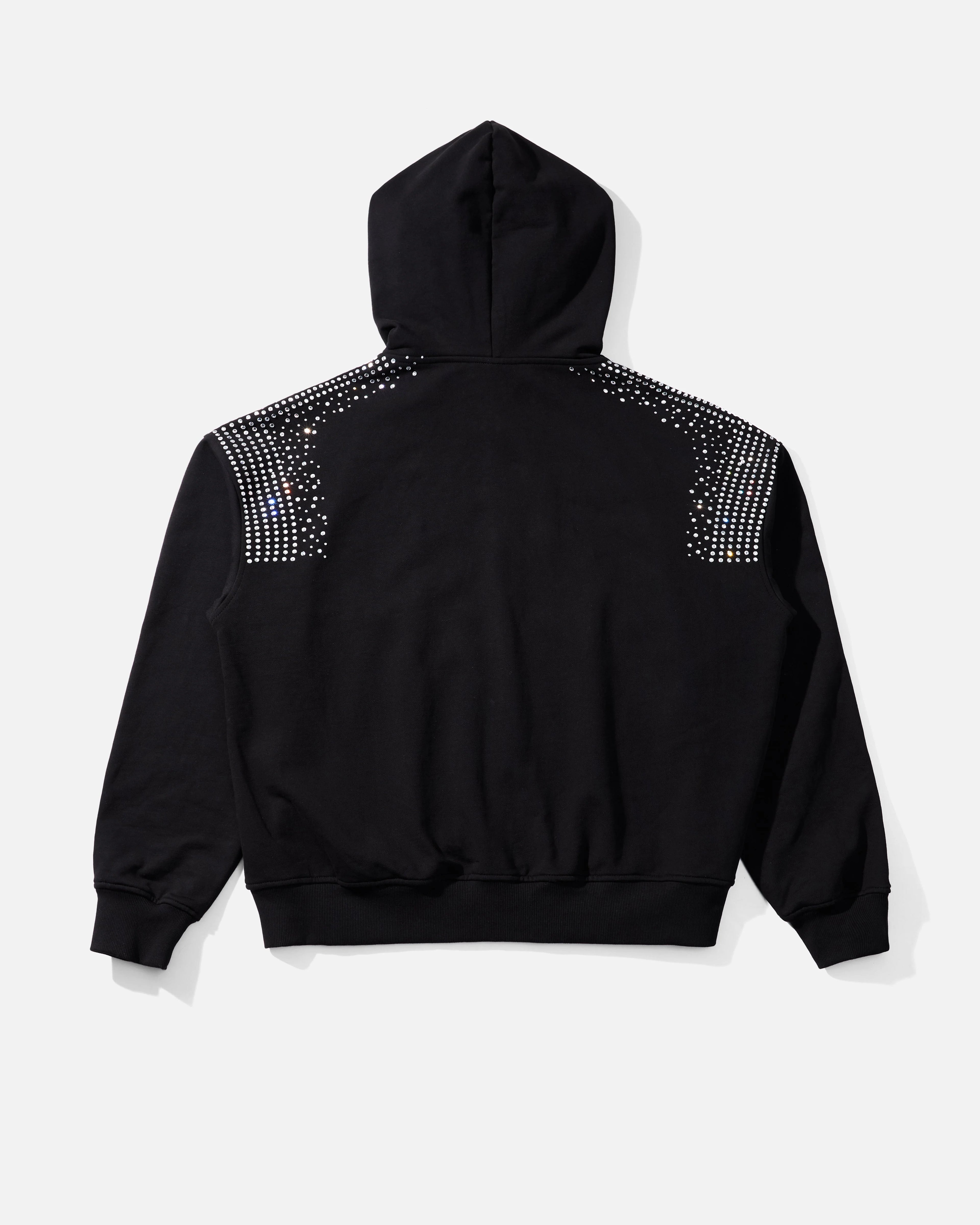 Rhinestone Embellished Signature Zipped Hoodie