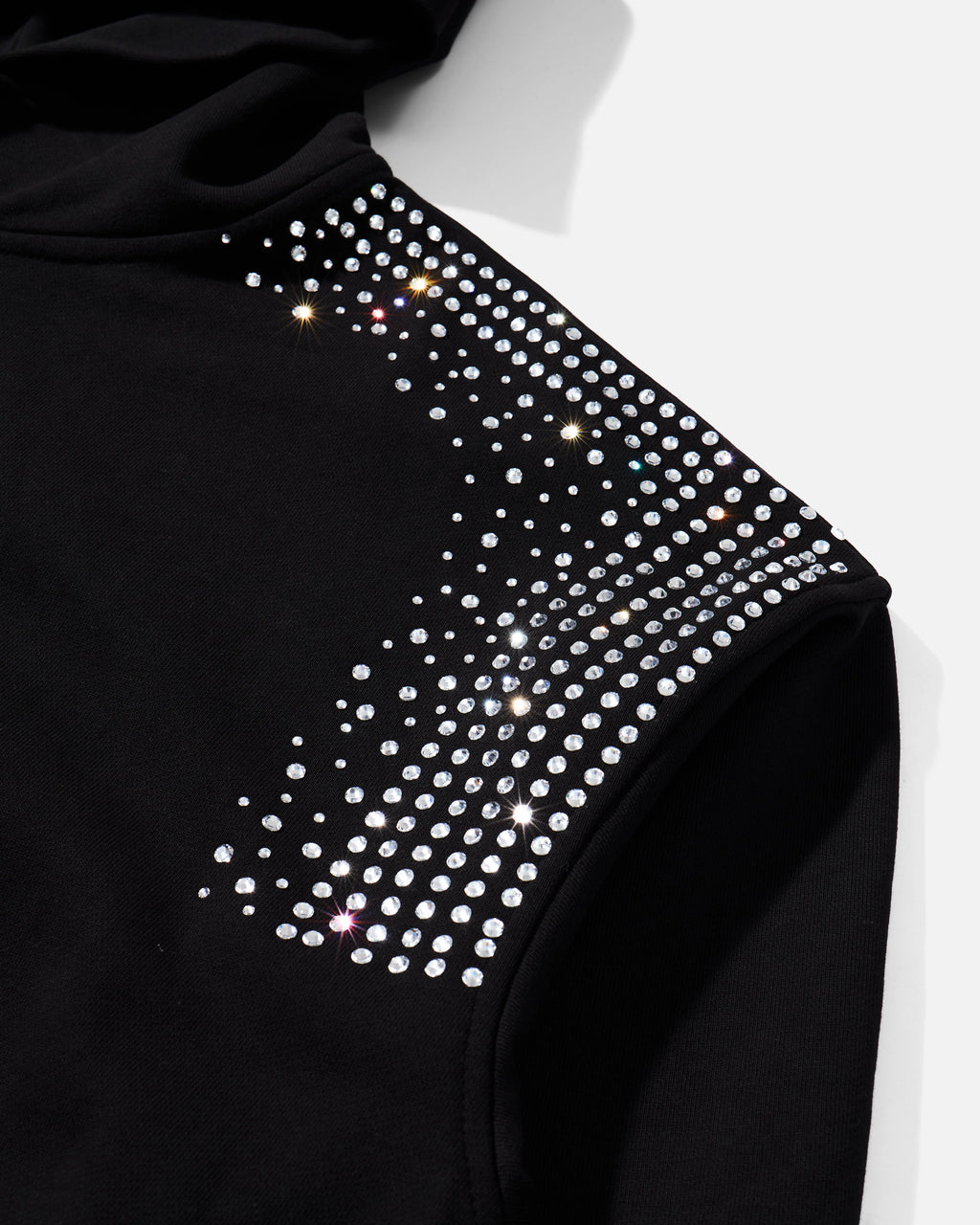 Rhinestone Embellished Signature Zipped Hoodie