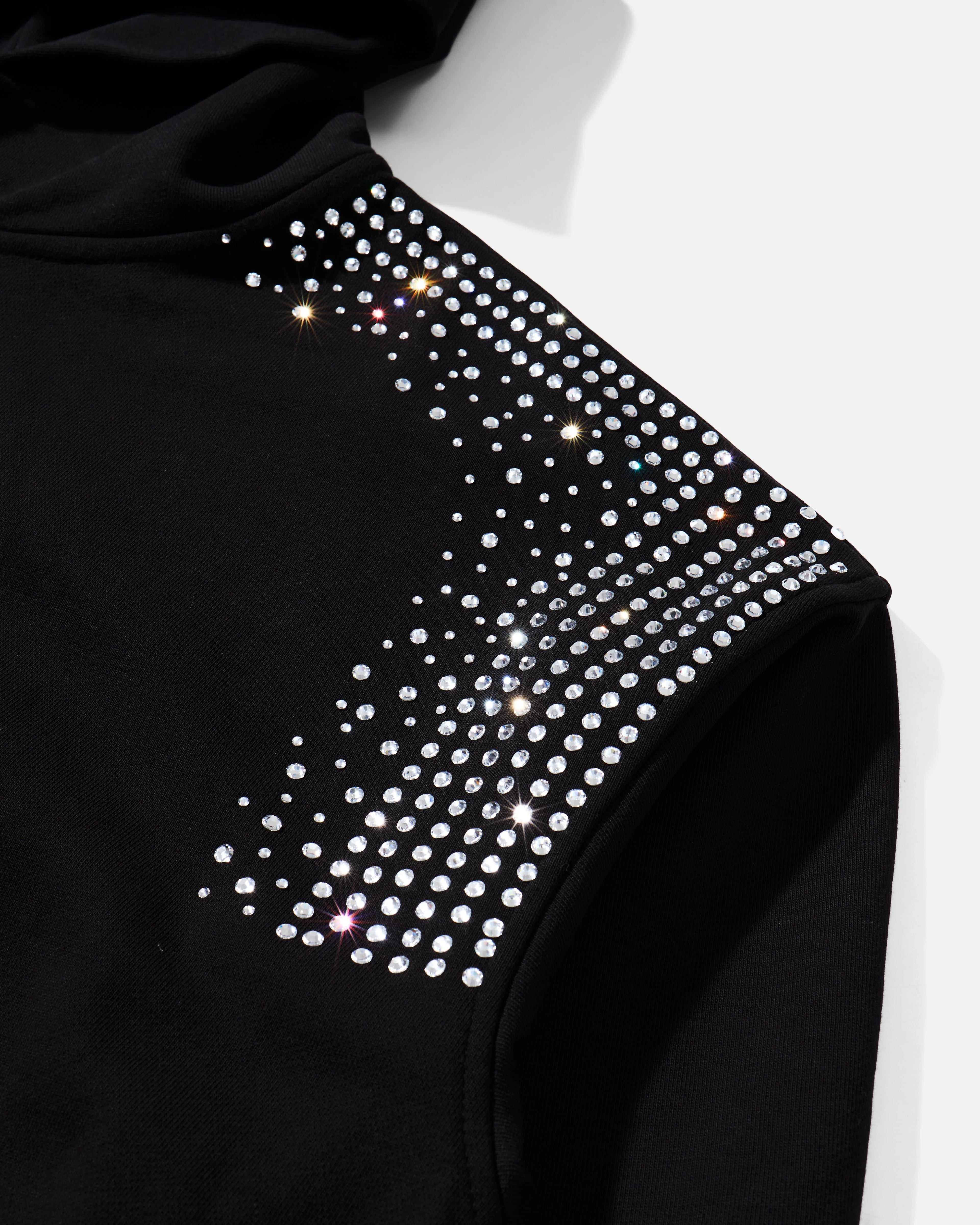 Rhinestone Embellished Signature Zipped Hoodie