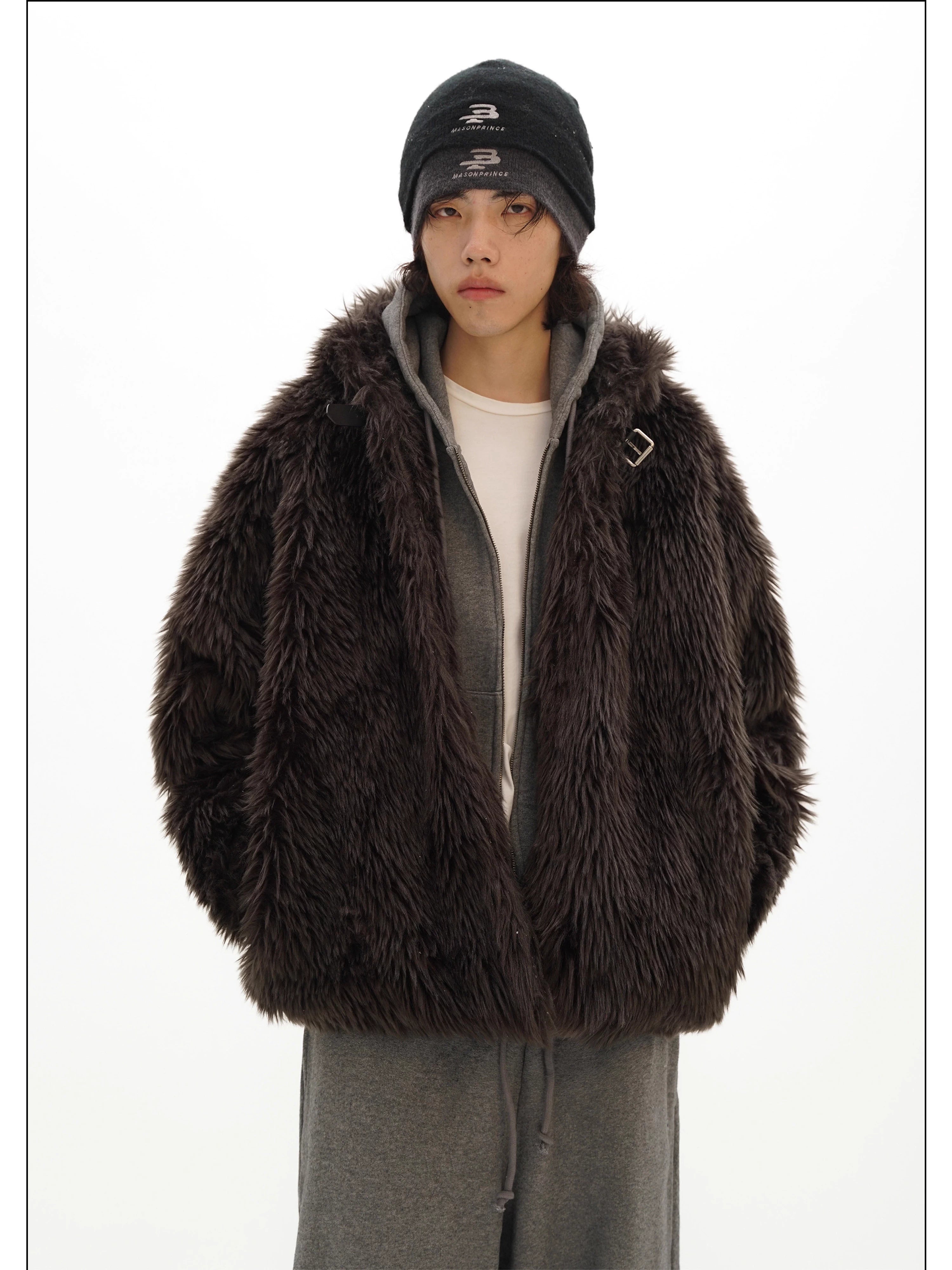 Fur Winter Atmosphere Plush Hooded Jacket - Mason Prince