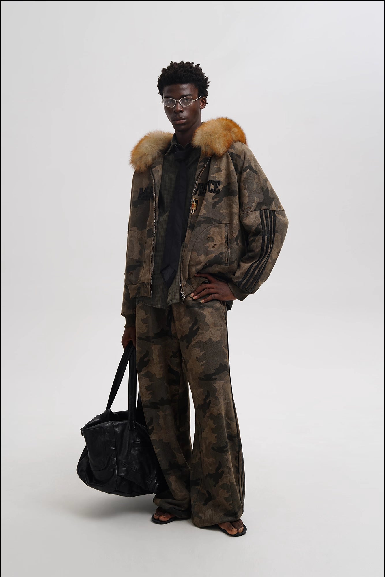 Camouflage Tracksuit Coat with Fur Collar - Mason Prince