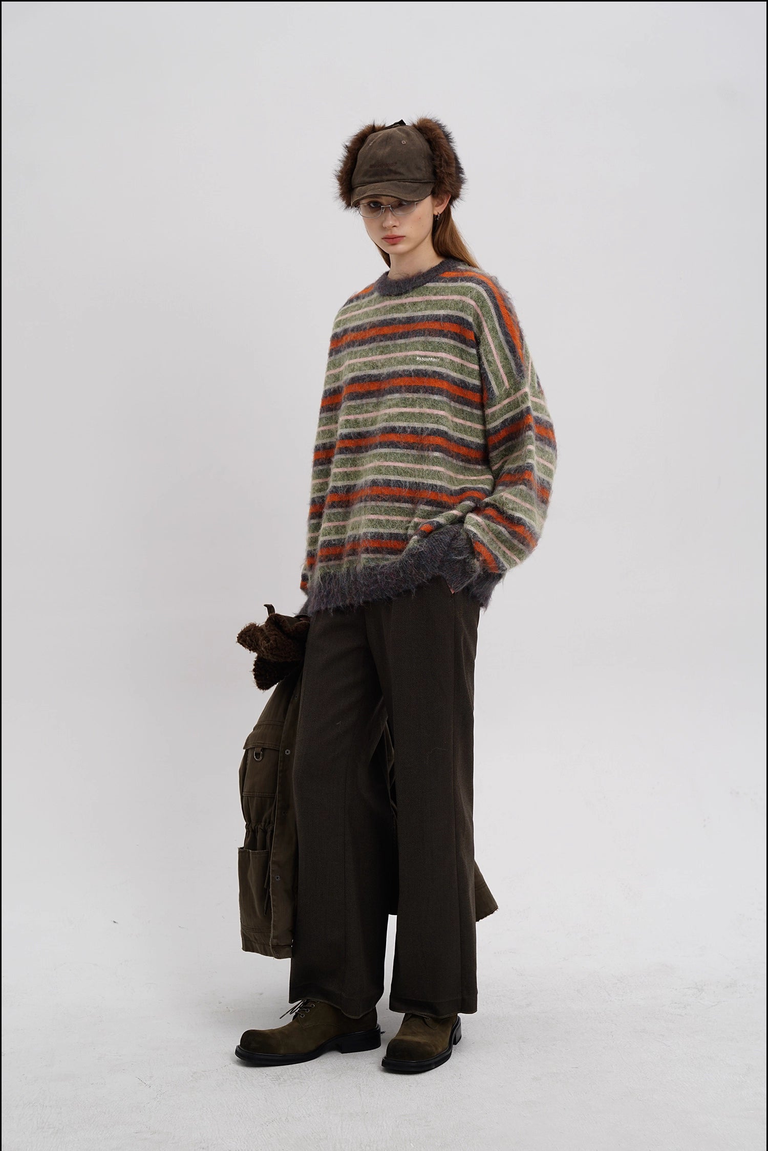 Striped Wool Classic Crew Neck Sweater - Mason Prince