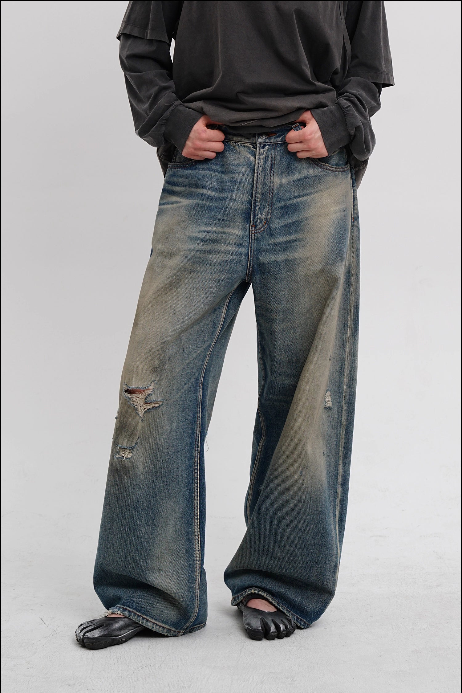 Hand-Washed Ripped Denim Jeans - Mason prince