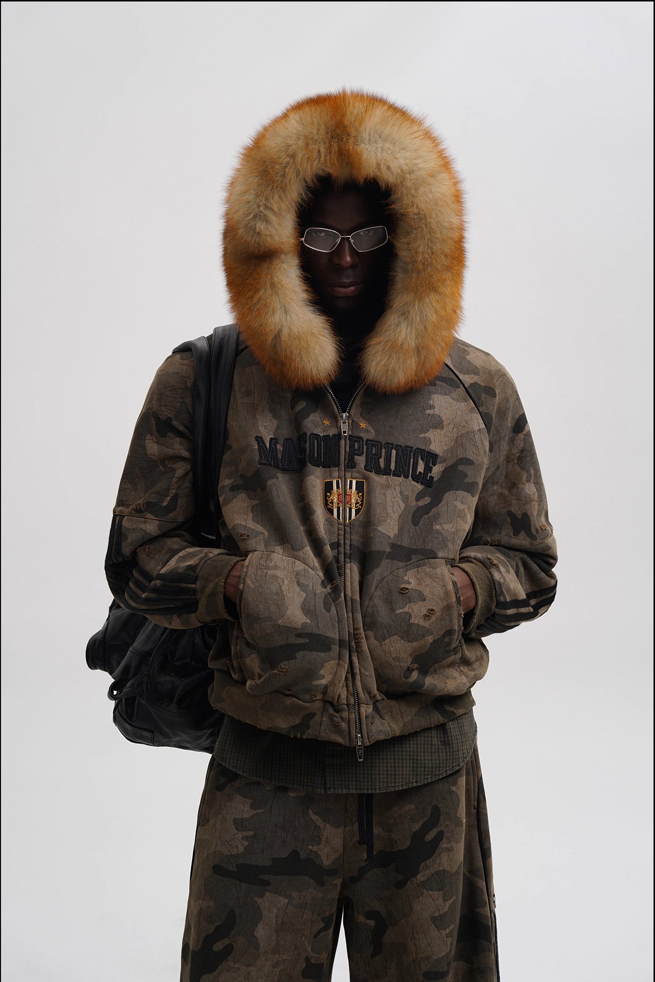 Camouflage Tracksuit Coat with Fur Collar - Mason Prince