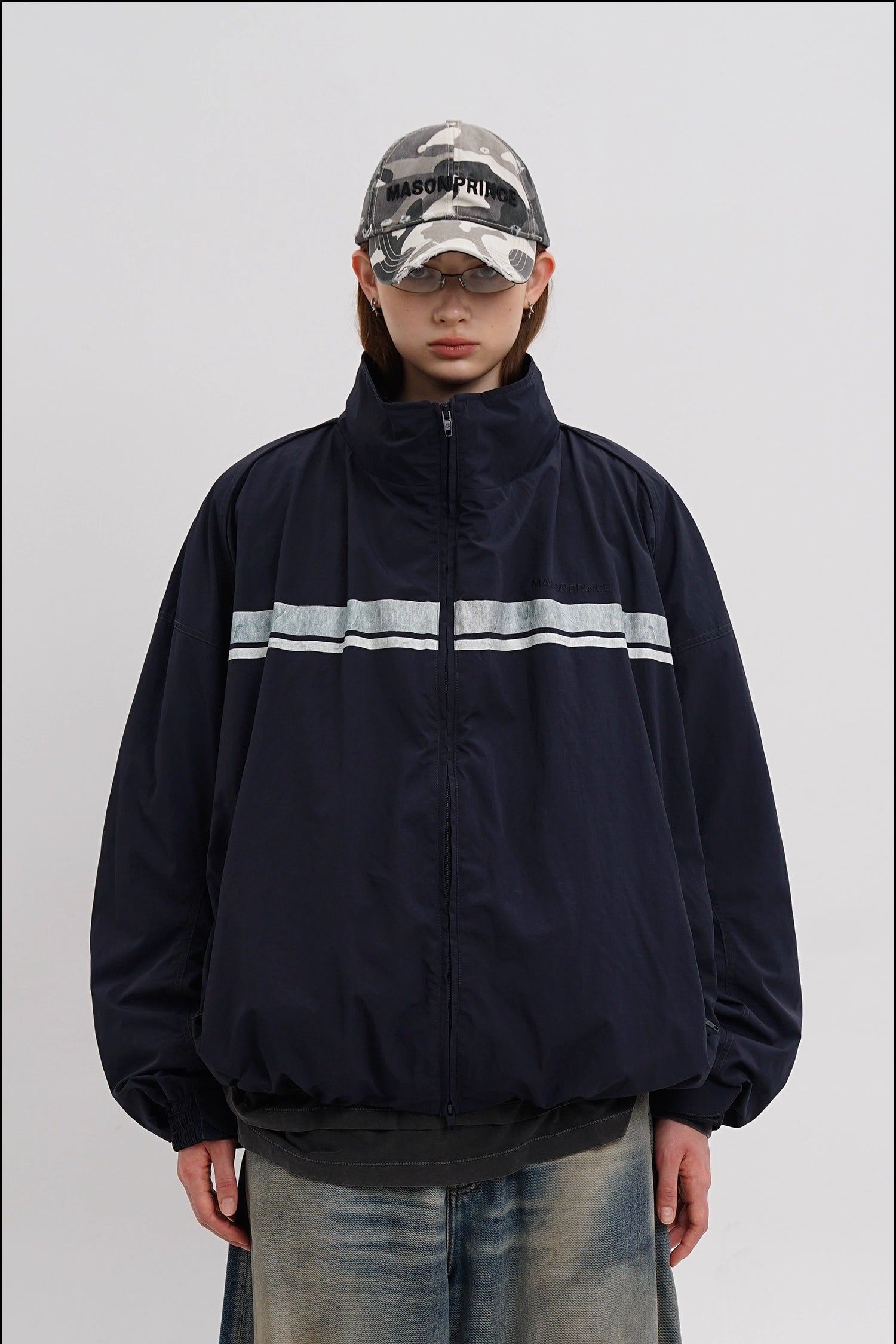 Layered Striped Down Jacket - Mason Prince