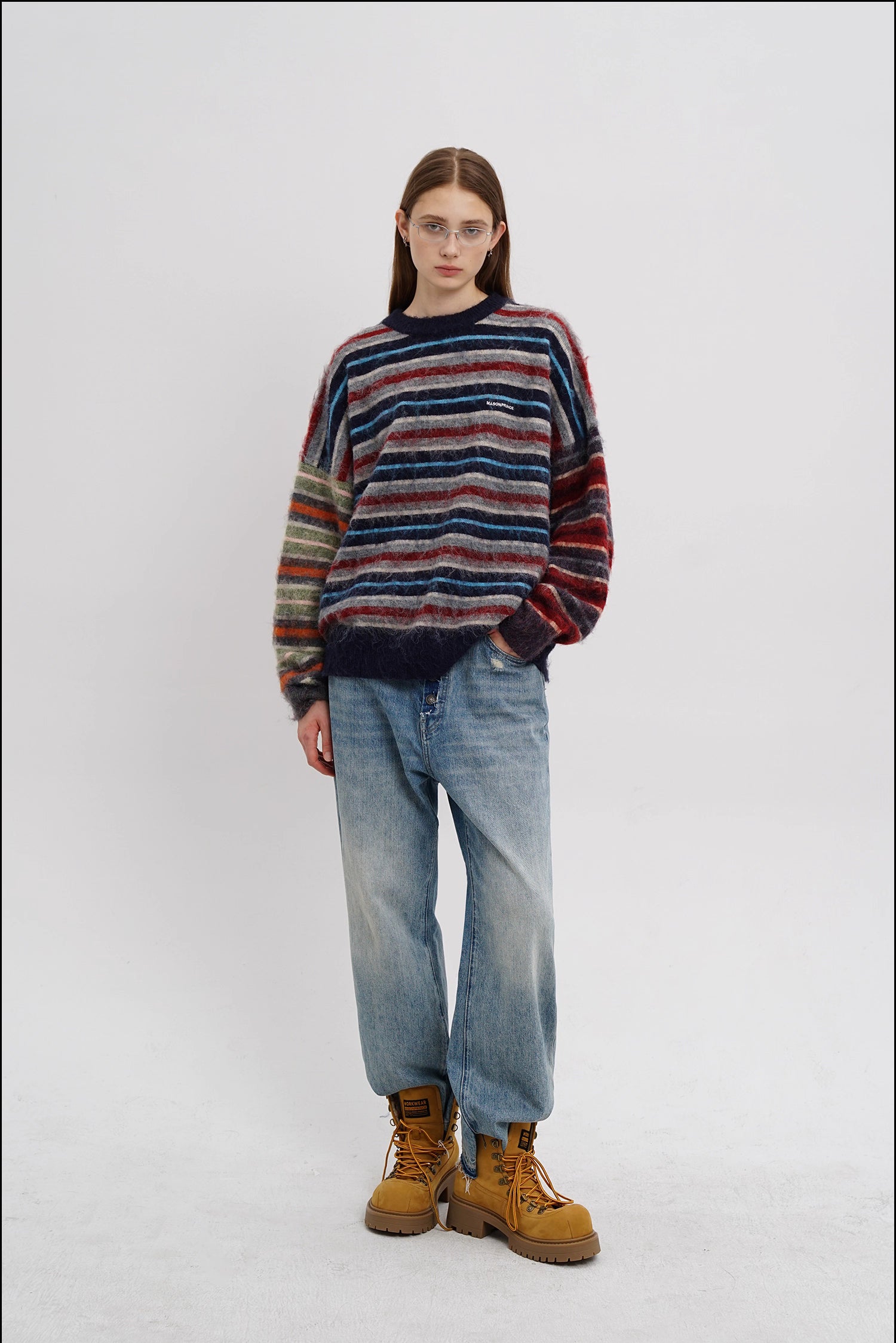 Striped Wool Classic Crew Neck Sweater - Mason Prince