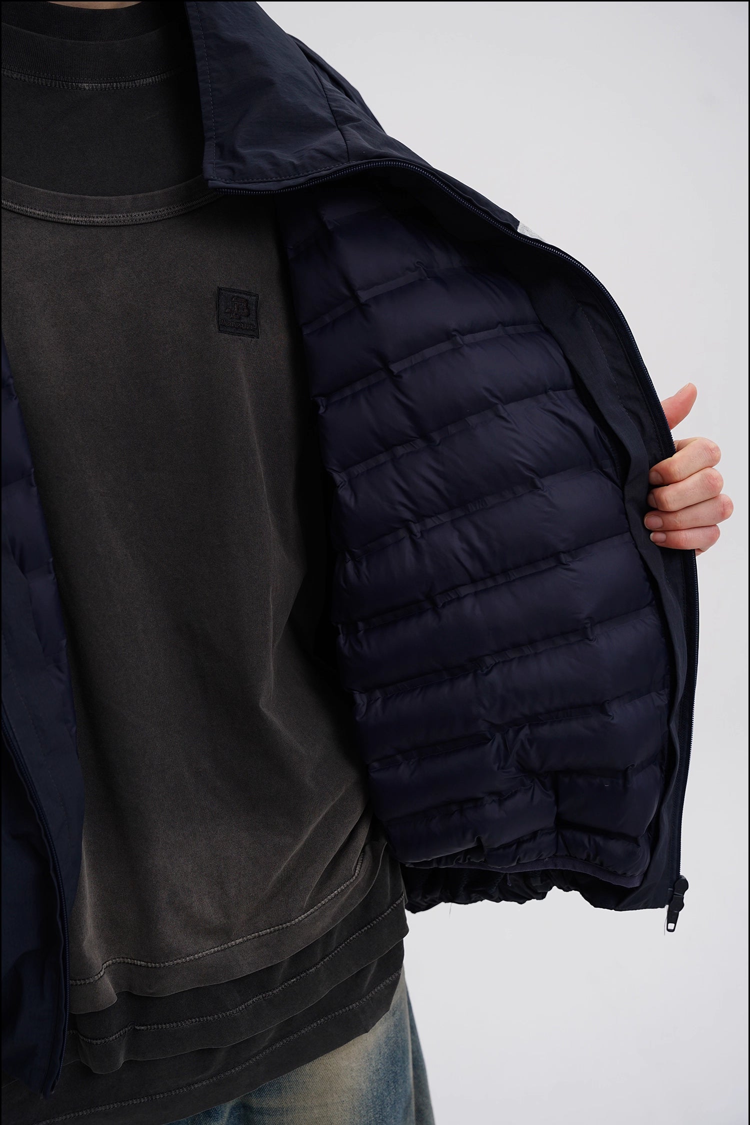 Layered Striped Down Jacket - Mason Prince