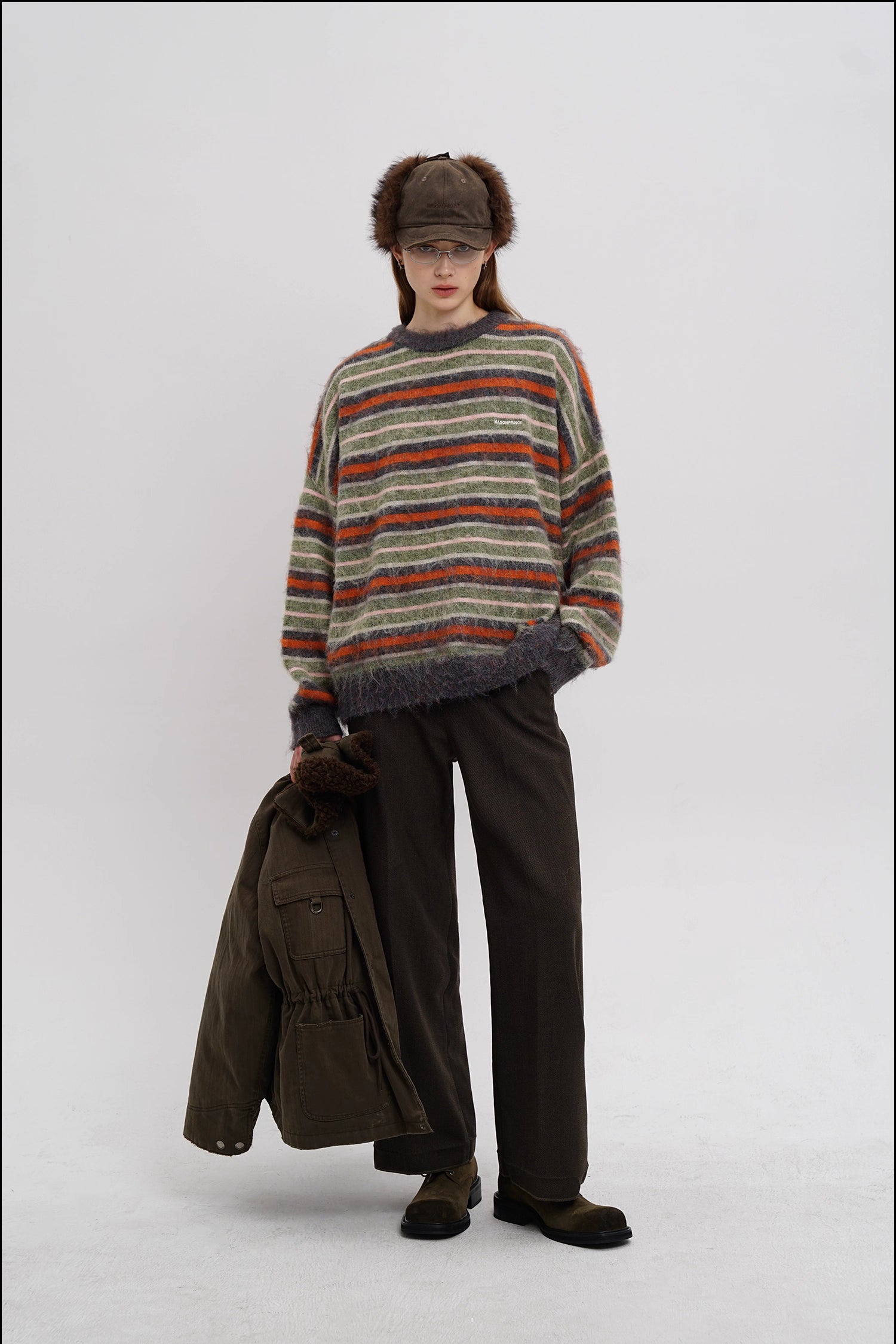 Striped Wool Classic Crew Neck Sweater - Mason Prince