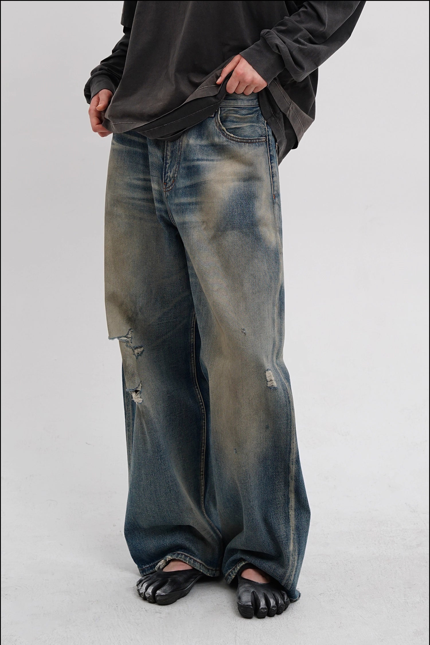 Hand-Washed Ripped Denim Jeans - Mason prince