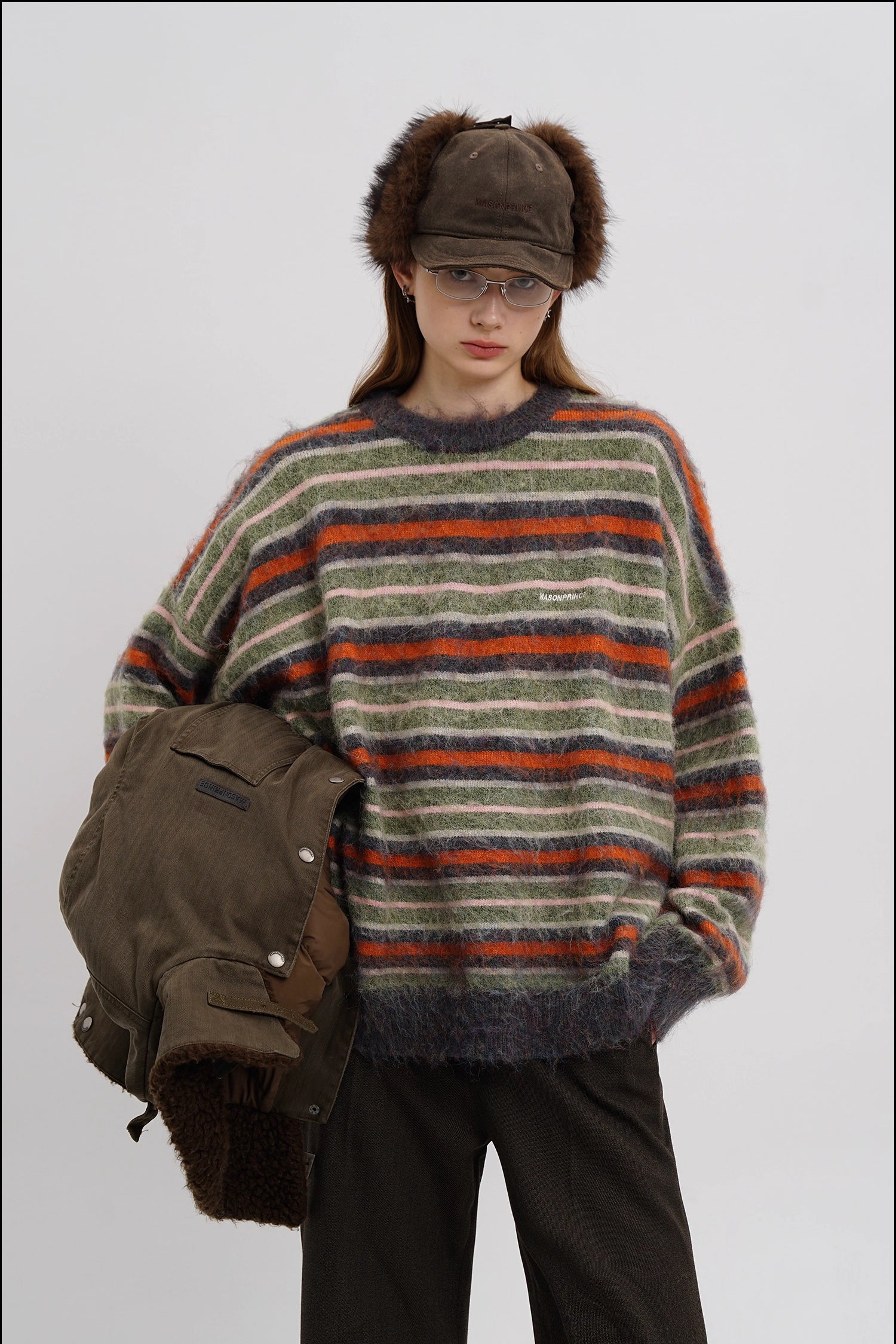 Striped Wool Classic Crew Neck Sweater - Mason Prince