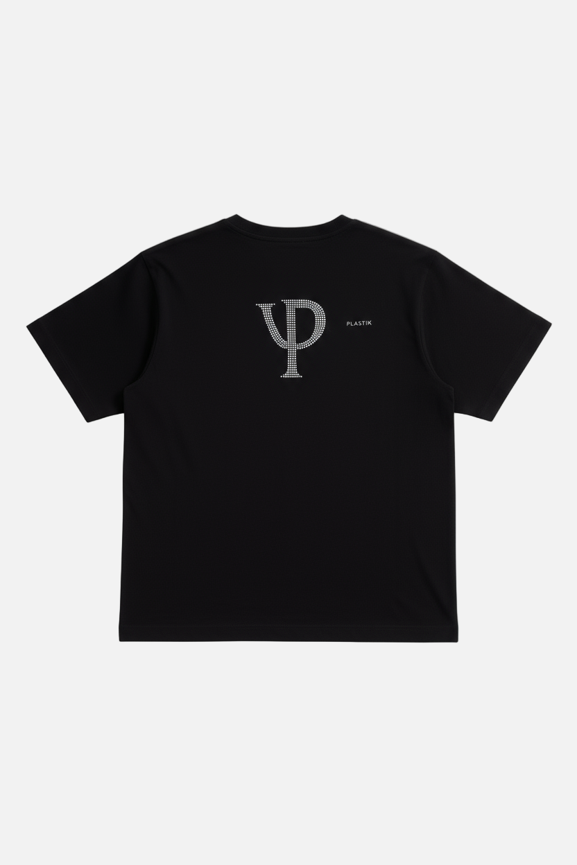 Rhinestone Logo Motif T-Shirt